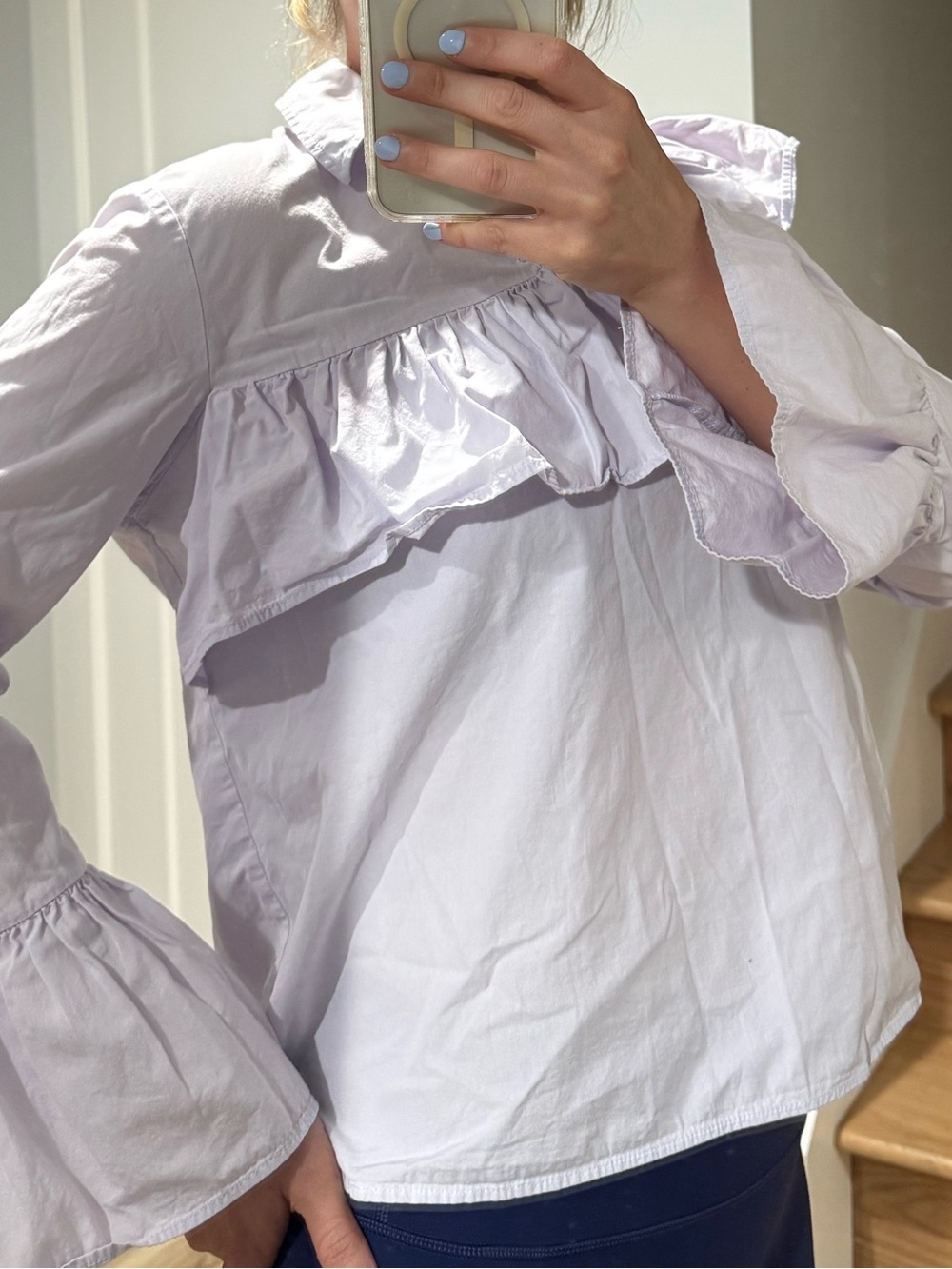 Sincerely Jules Lavender Ruffle Yoke Long-Sleeve Blouse